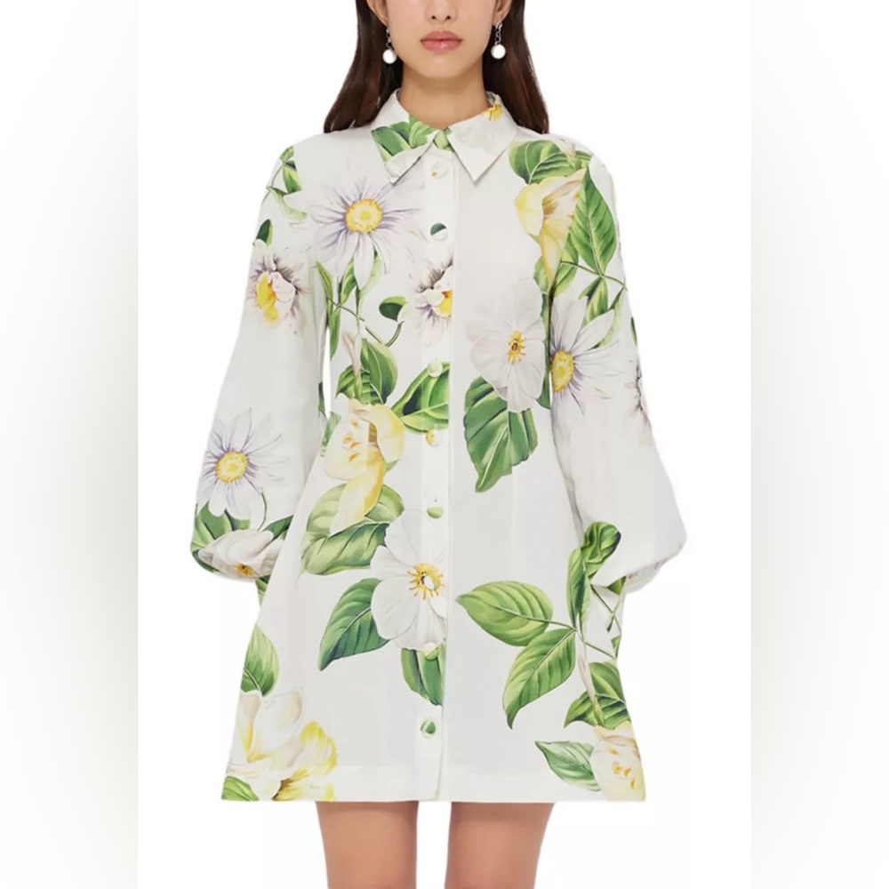 LEO LIN Luminous Linen Blend Mini Dress